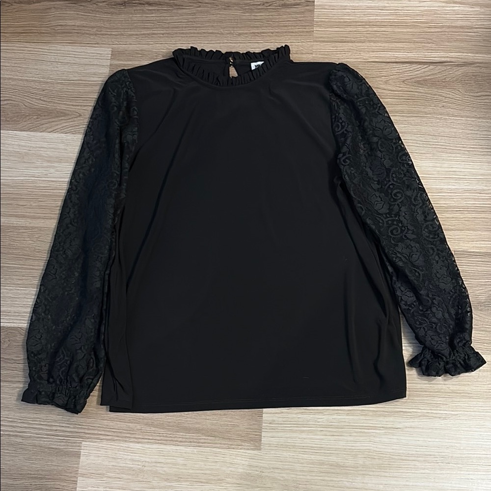Large Black Lace Sleeve Women's Blouse